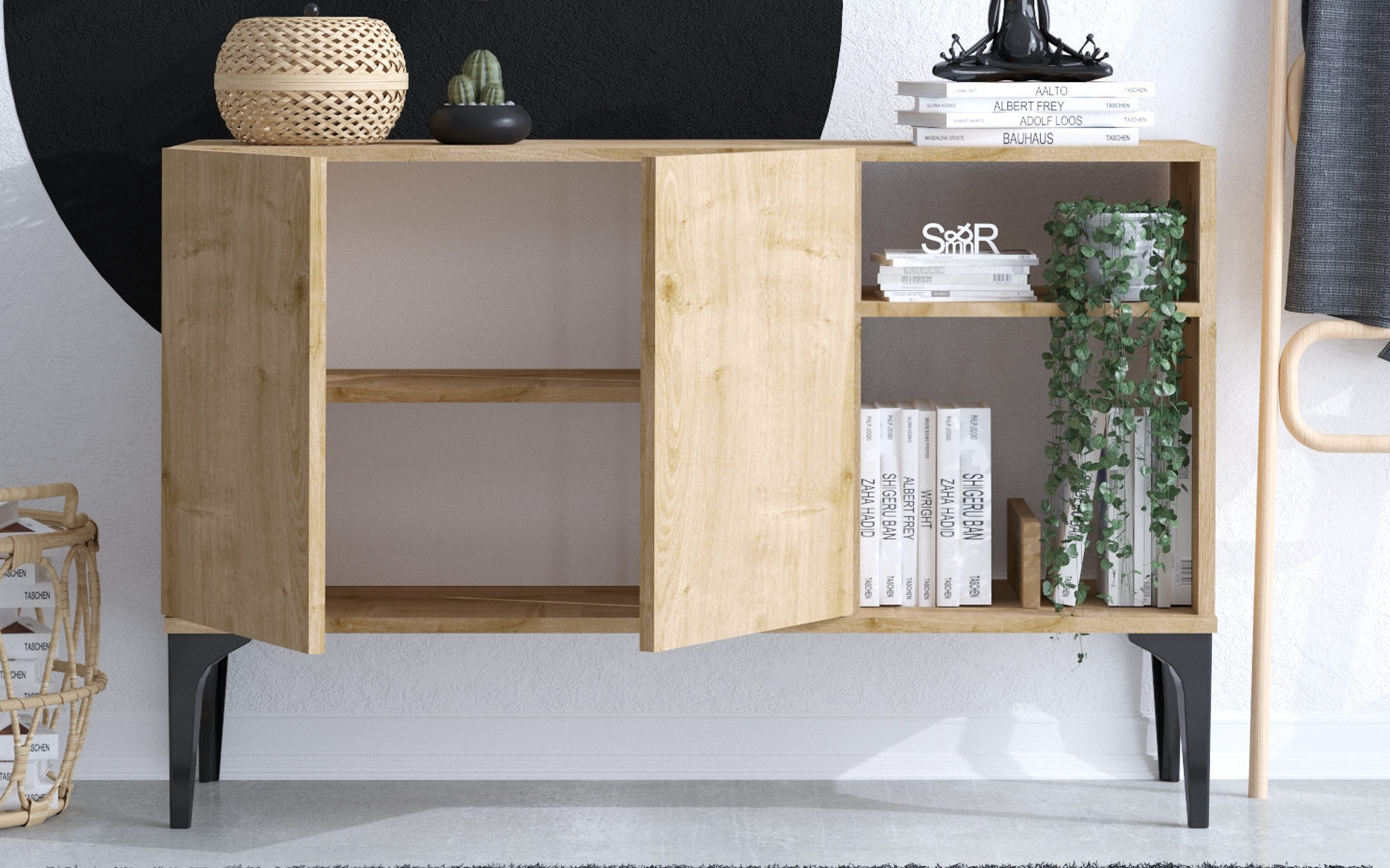 Comoda Oscar, stejar safir + negru  3